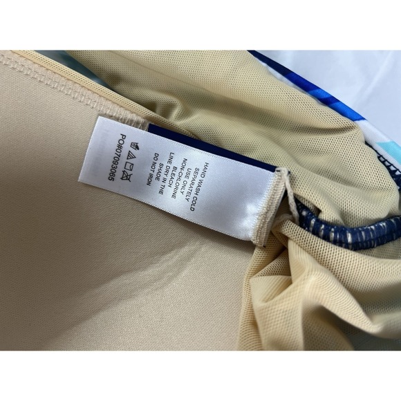 Woman's Blue Green Striped Swim Top Adj Straps Vacation Summer Plus Size 28 - Picture 10 of 10